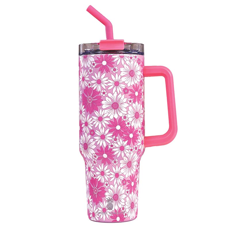 40oz Tumbler in Pink Flower