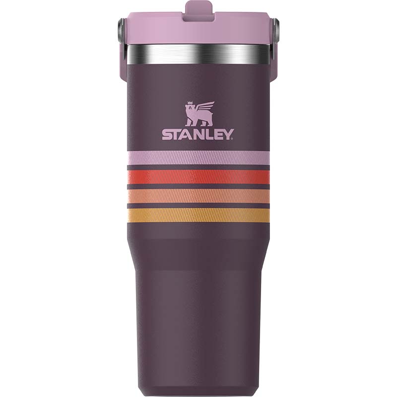 The 30oz IceFlow Flip Straw Tumbler in Plum Stripe