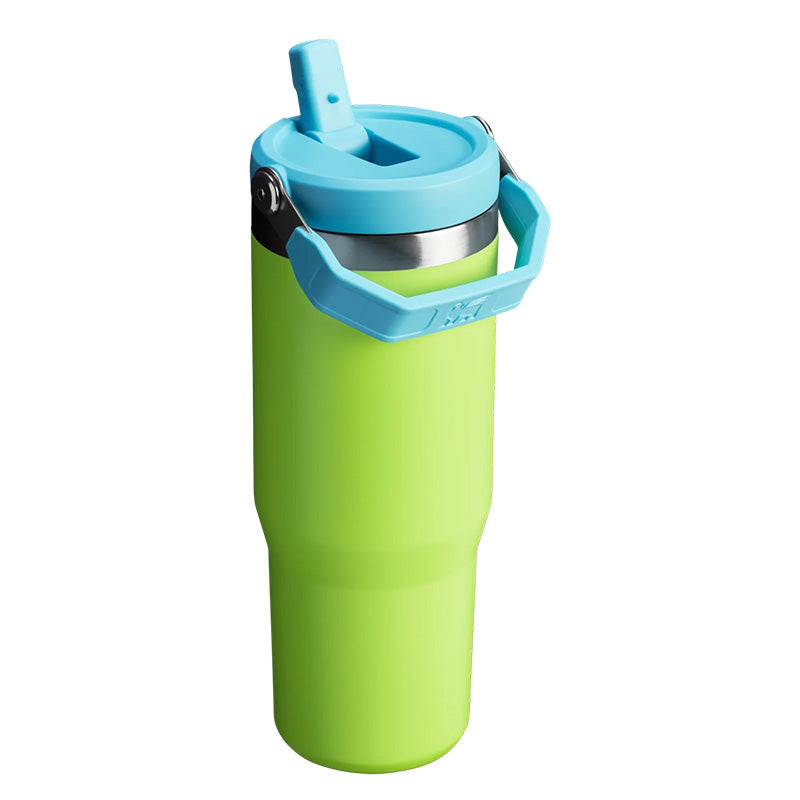 The 30oz IceFlow Flip Straw Tumbler in Bright Lime