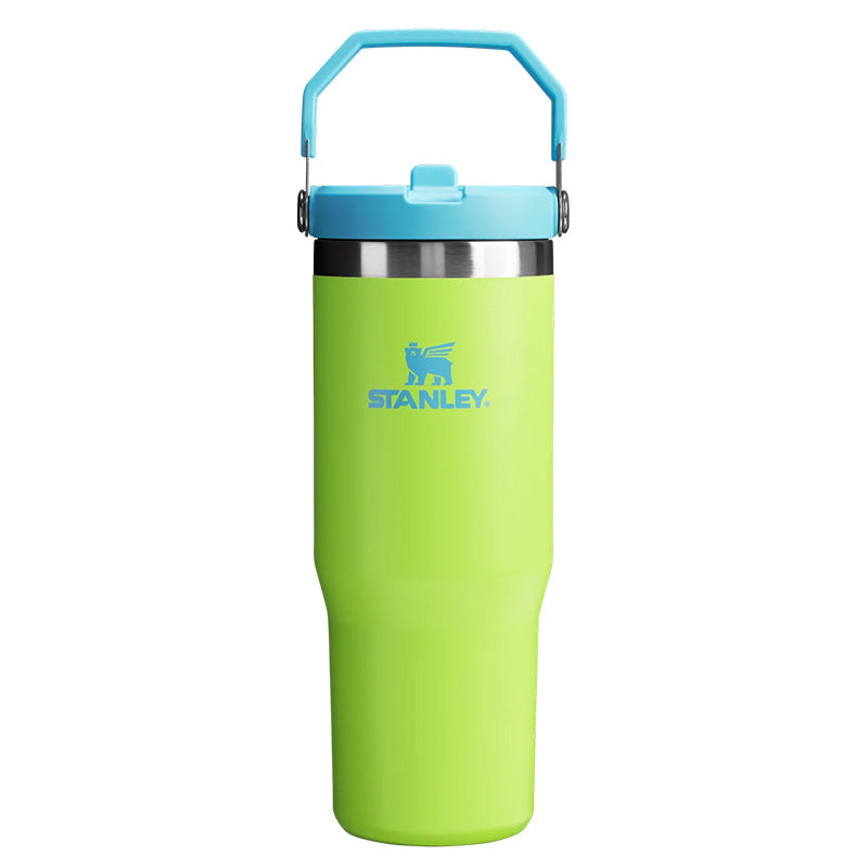 The 30oz IceFlow Flip Straw Tumbler in Bright Lime