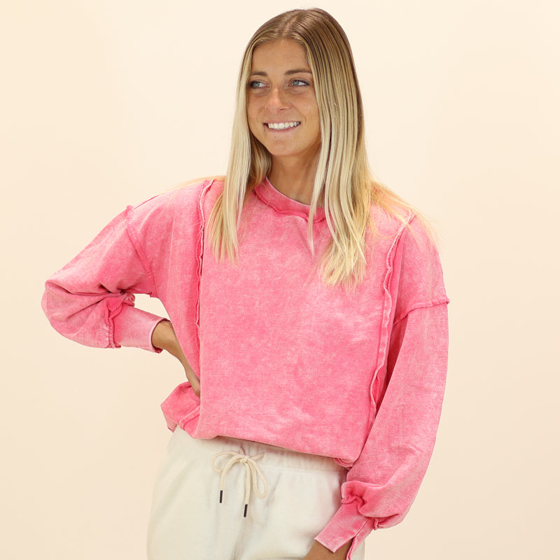 Lounge Crewneck Sweatshirt in Fuchsia 