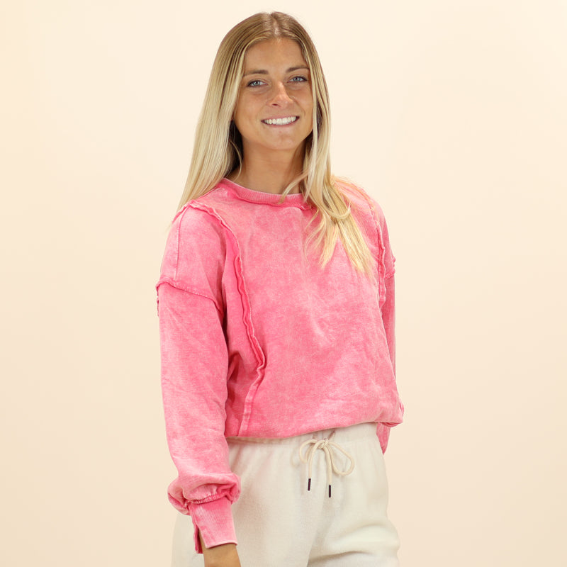 Lounge Crewneck Sweatshirt in Fuchsia 