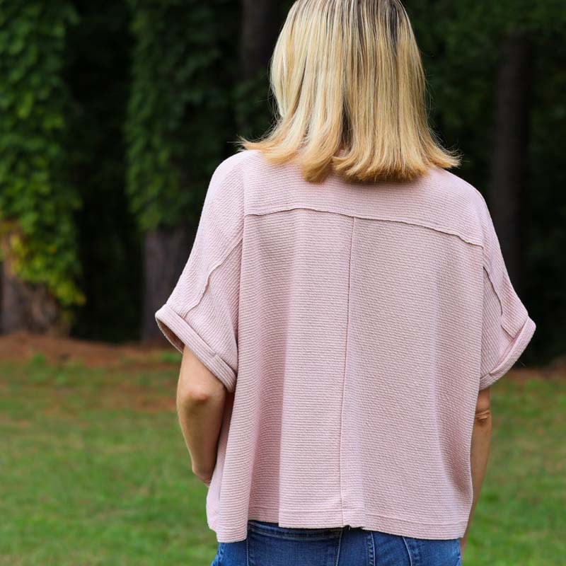 Dolman Sleeve Textured Top in Blush