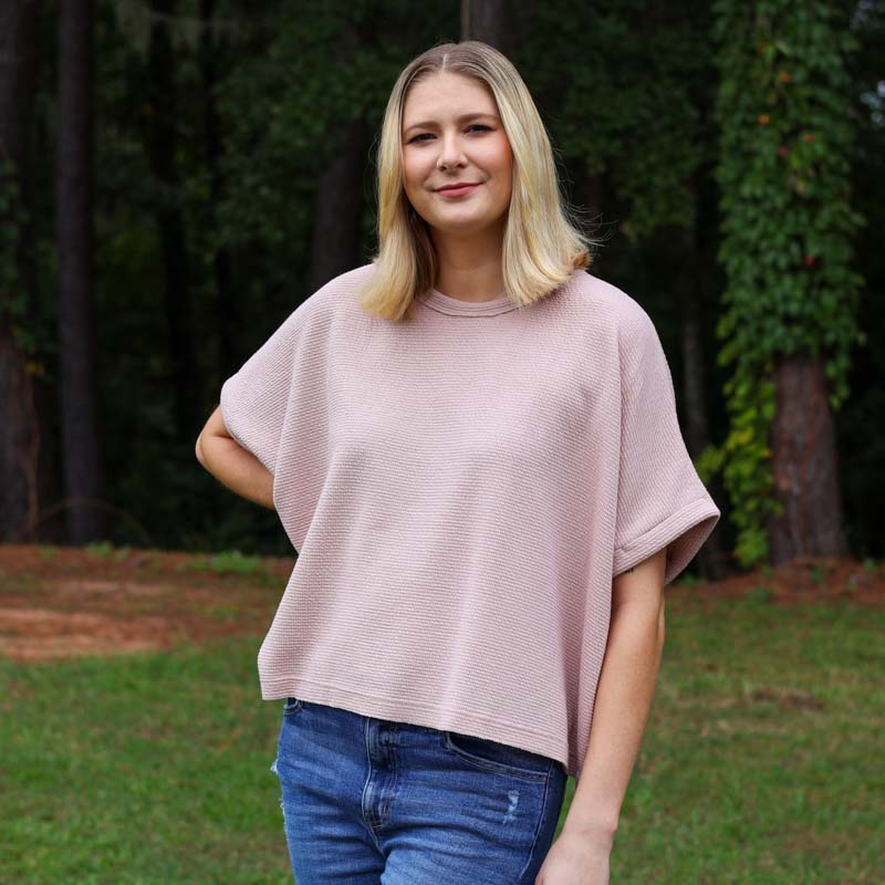 Dolman Sleeve Textured Top in Blush