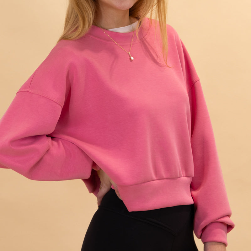 Luxe Lounge Cropped Crewneck Sweatshirt