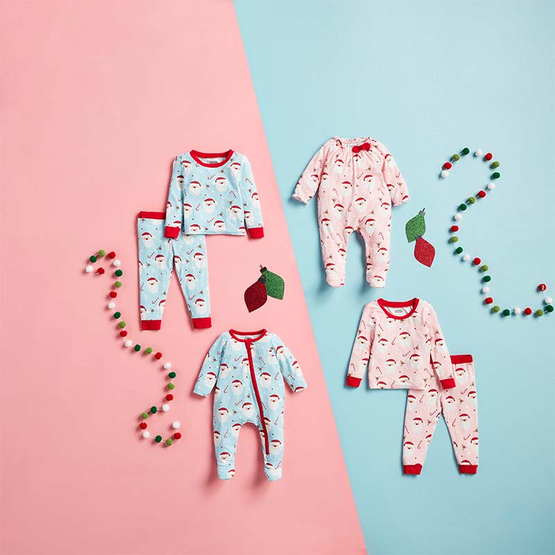 Toddler Pink Santa Glow Pajamas