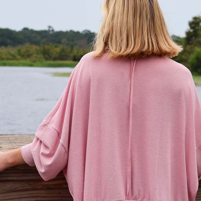 Long Sleeve Crepe Weekender Top in Pink