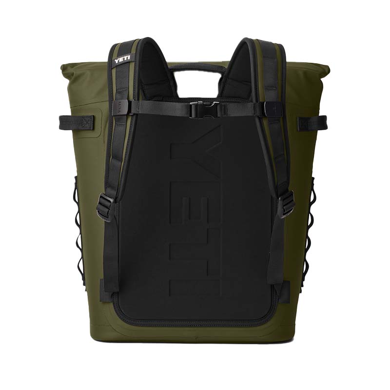 Back shot of Yeti Olive Hopper M20 Backpack Cooler