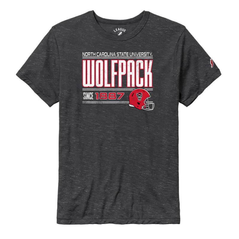 grey nc state wolfpack helmet bar short sleeve t shirt