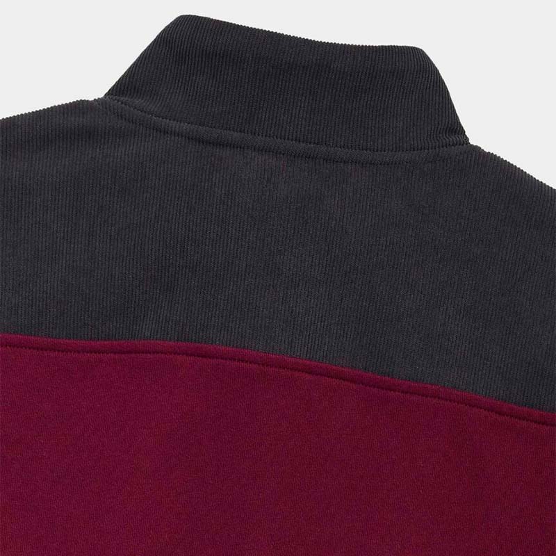 Men&#39;s Corduroy Shoulder Shep Quarter Zip Pullover in crimson