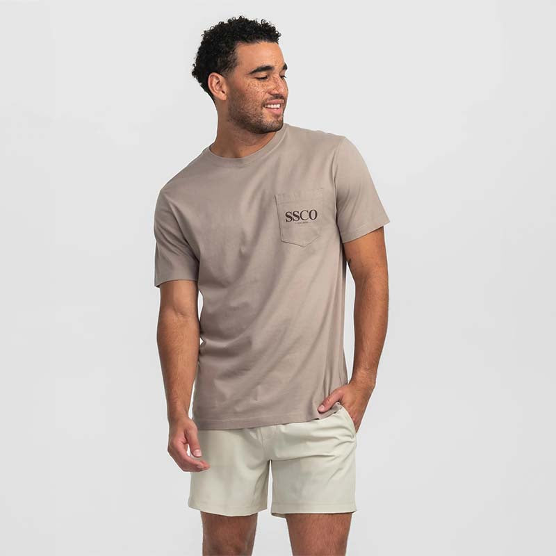 Front shot of Here Boy Camo Short Sleeve T-Shirt in River Rock