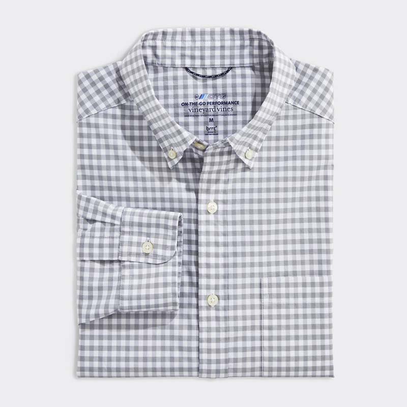 On The Go Gingham Long Sleeve Woven Button Down