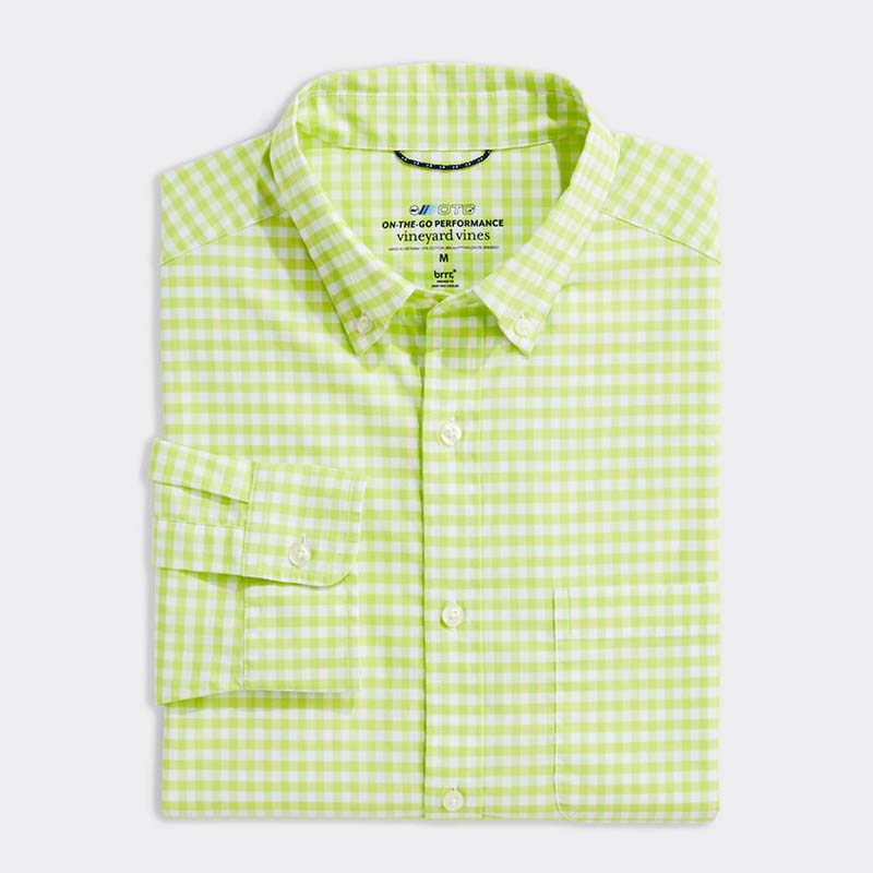 On The Go Gingham Long Sleeve Woven Button Down