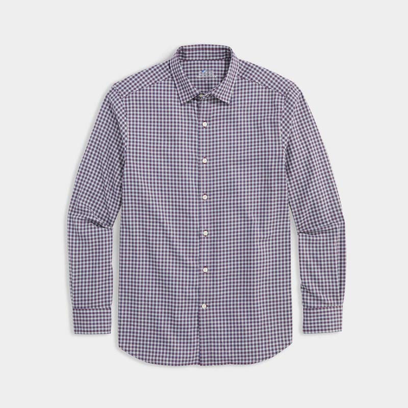 On-The-Go Brushed Twill Plaid Shirt in Crimson PLD