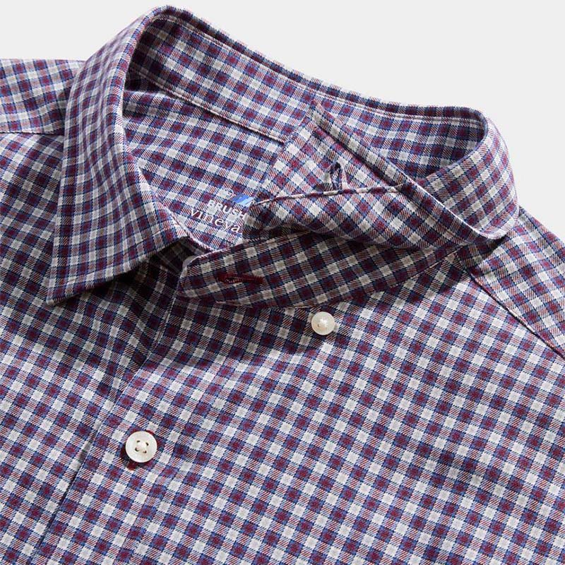 On-The-Go Brushed Twill Plaid Shirt in Crimson PLD