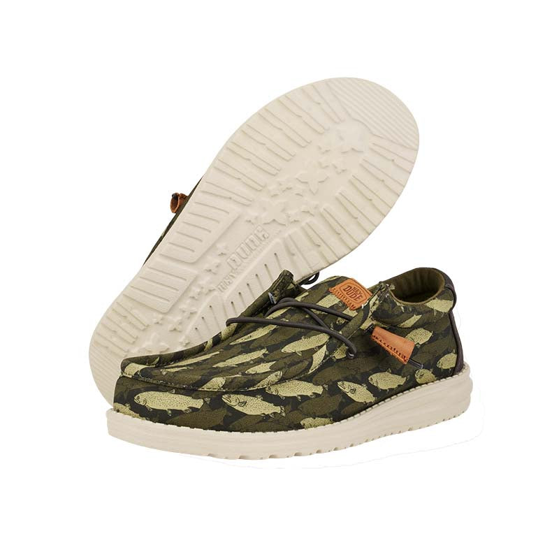 Boys Wally Fish Camo Olive