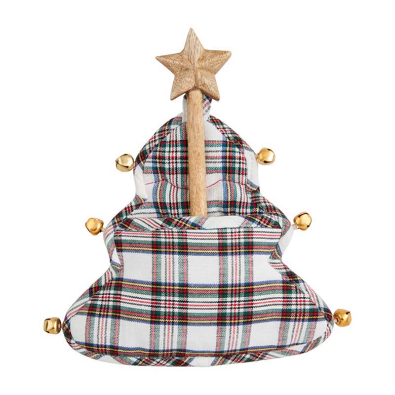 White Tartan Tree Pot Holder Set