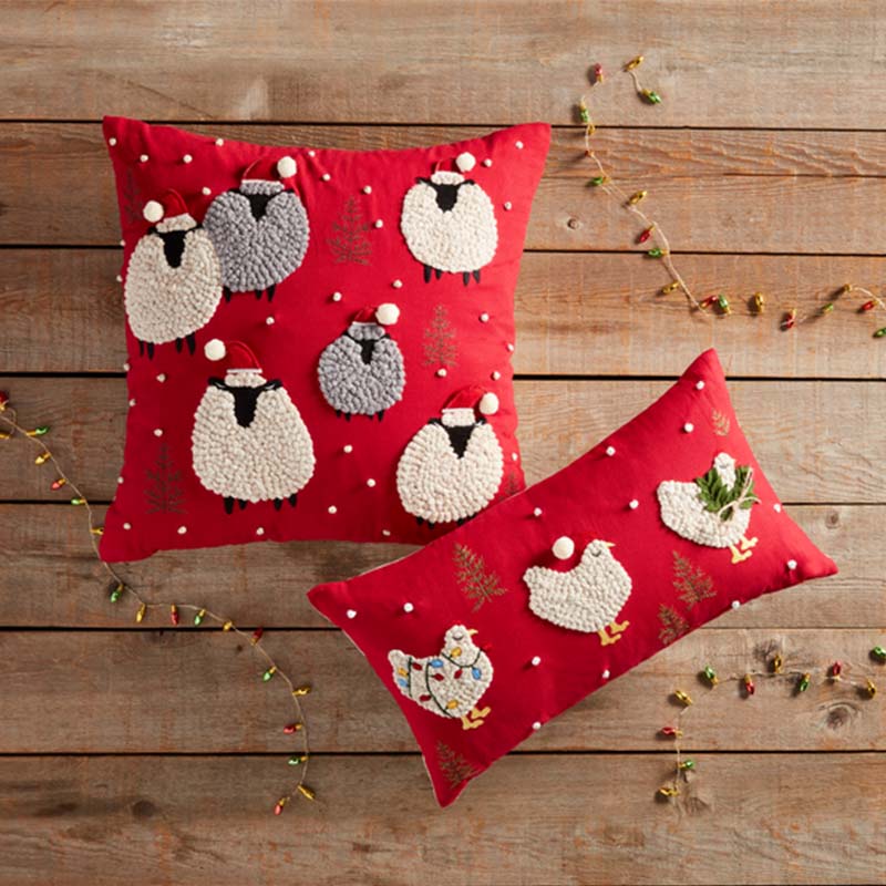 Lumbar Christmas Farm Animal Pillow