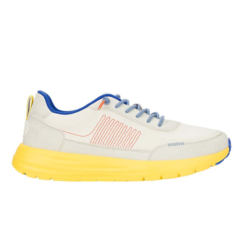 Side view of Hey Dude&#39;s Men&#39;s Sirocco Alta Neon in Heather Grey Yellow