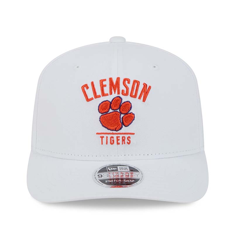 Front shot of New Era 9SEVENTY Clemson Tiger Stretch Snap Hat