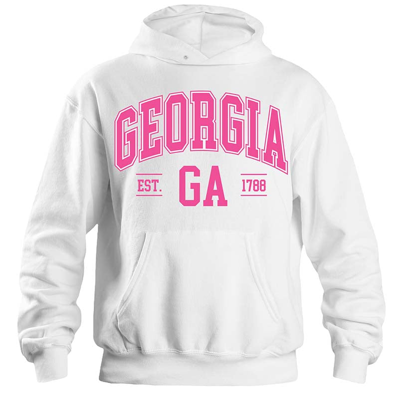 Georgia Established Hoodie in White &amp; Pink