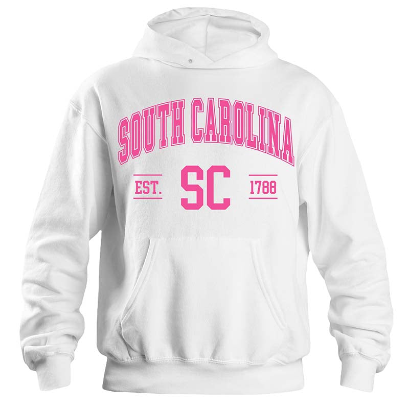 South Carolina Established Hoodie in White & Pink