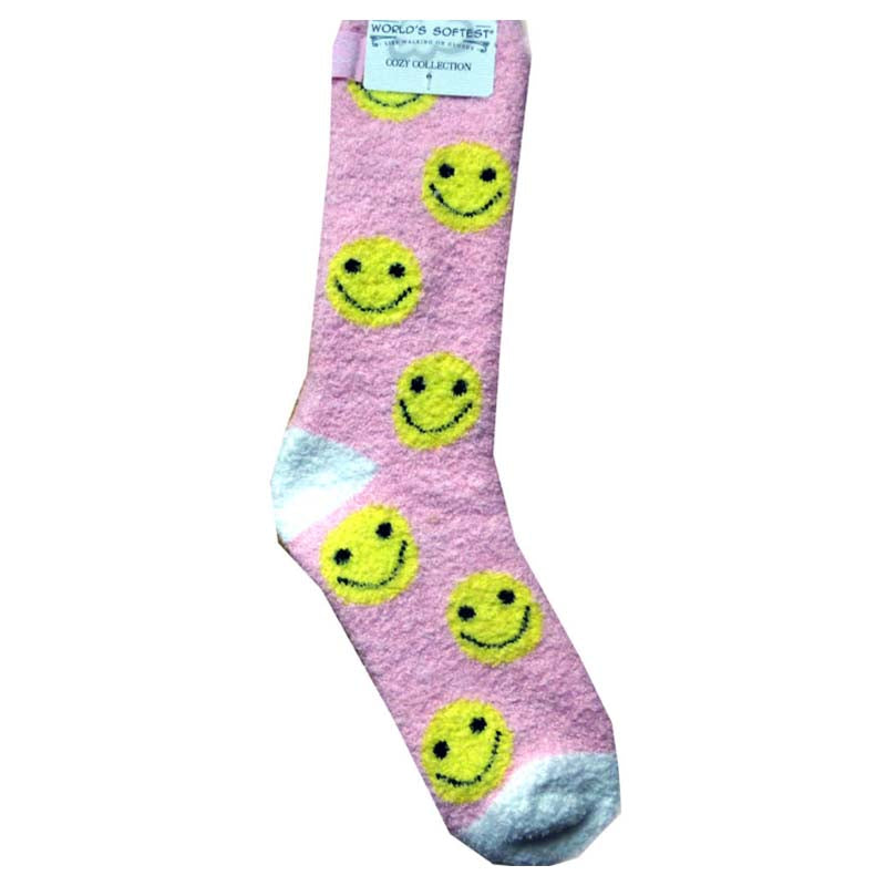 Soft & Cozy Pink Smiley Face Socks