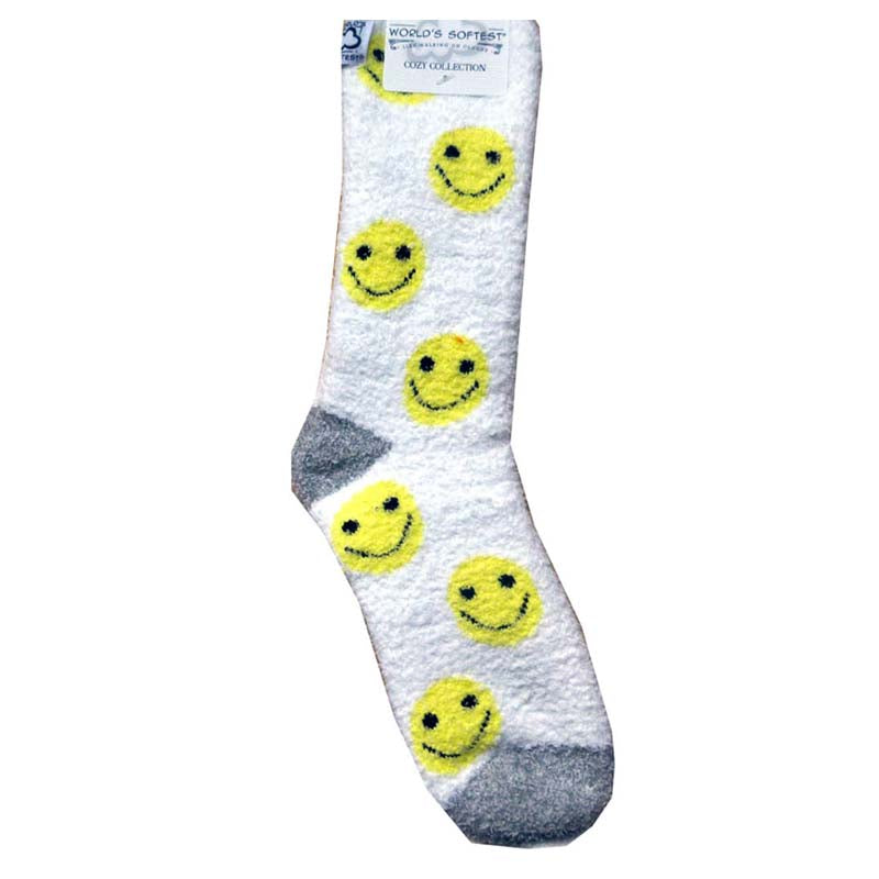 Soft & Cozy White Smiley Face Socks