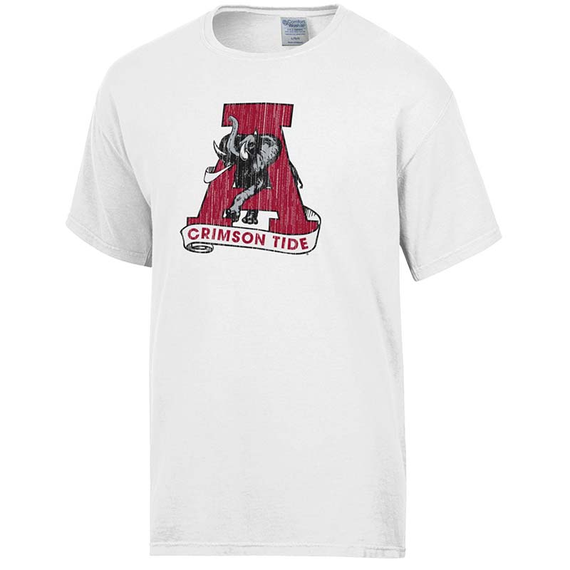 white alabama a with elephant short sleeve t-shirt