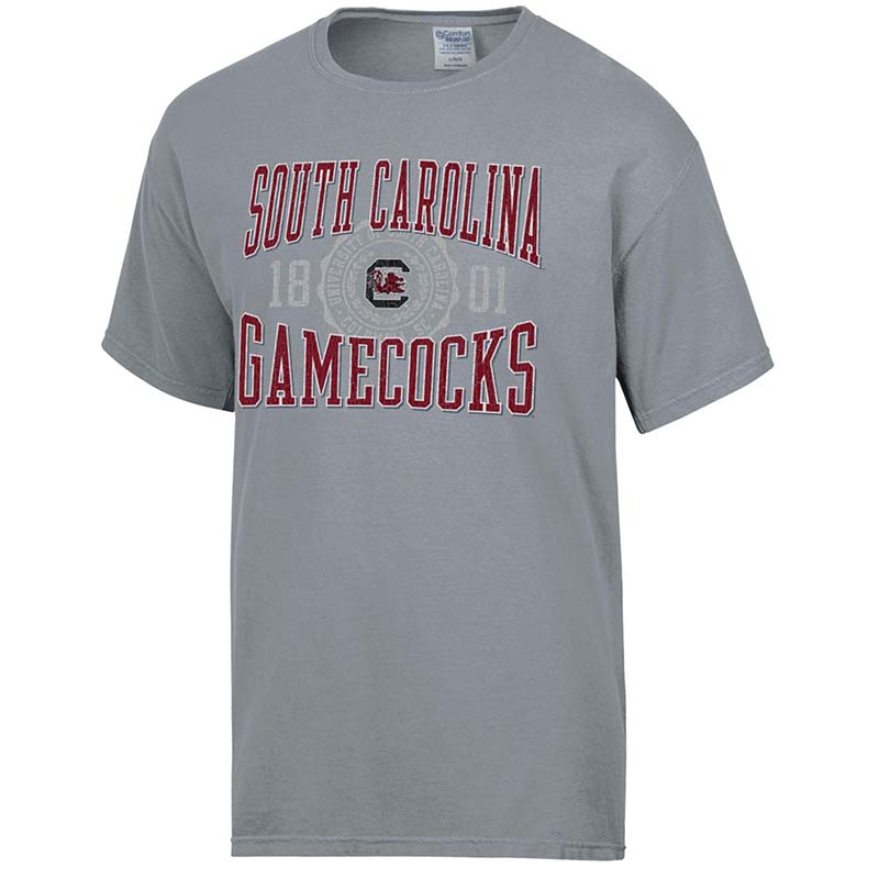 grey usc south carolina 1801 seal short sleeve t shirt