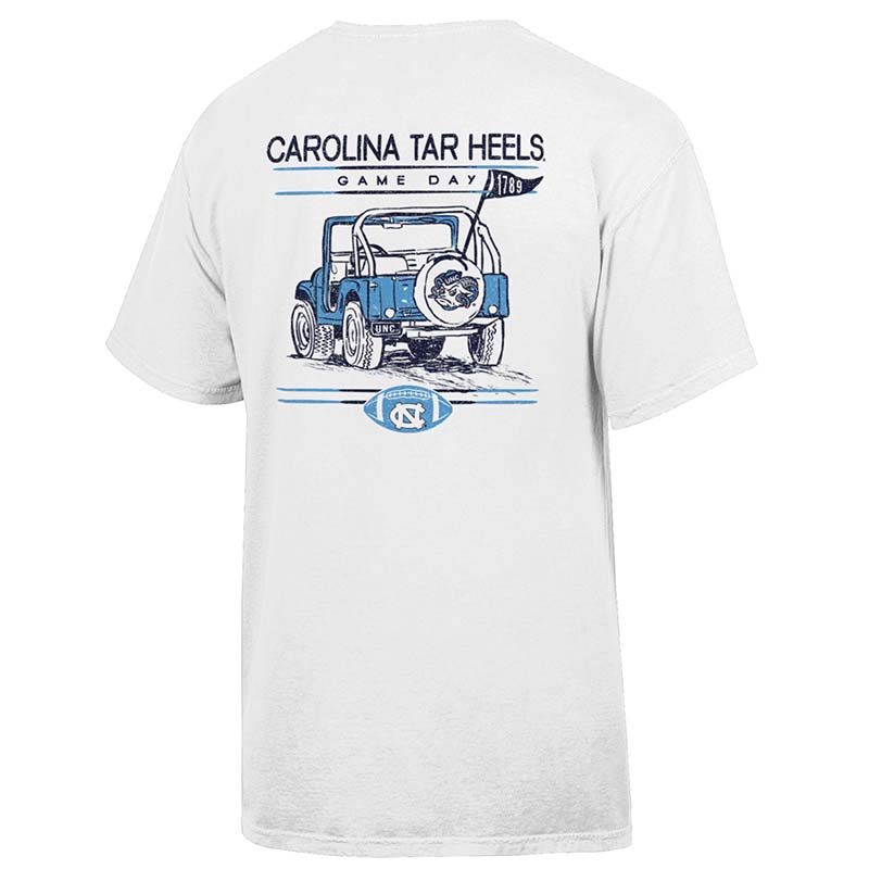 white unc jeep short sleeve t shirt