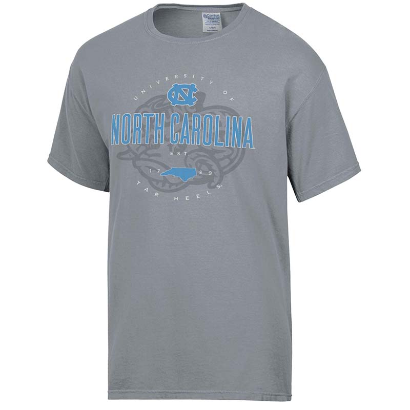 grey unc north carolina ram head short sleeve t shirt