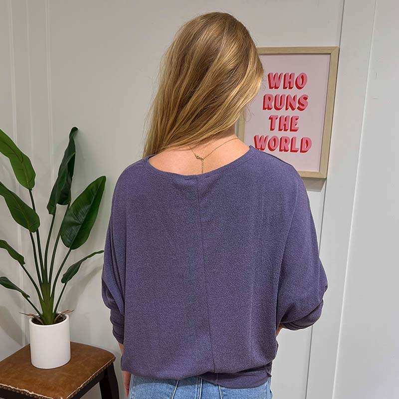 Charlotte Avery Long Sleeve Cocoon Top in Dark Lavender