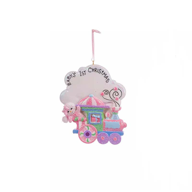 My First Christmas Train Ornament in Pink