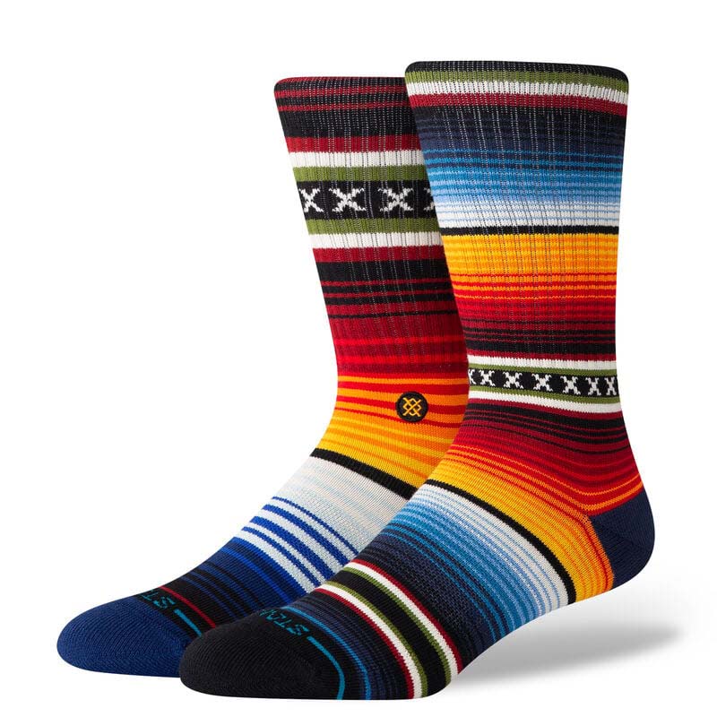 Curren Stripe Crew Socks in Blue, Black &amp; Red