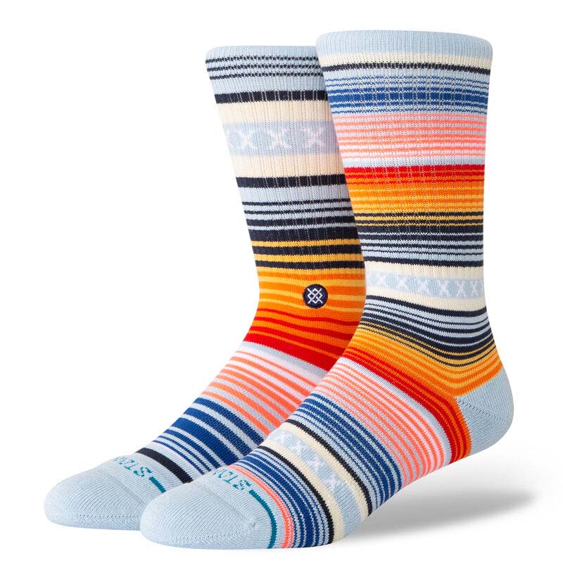 Curren Stripe Crew Socks in Ice Blue