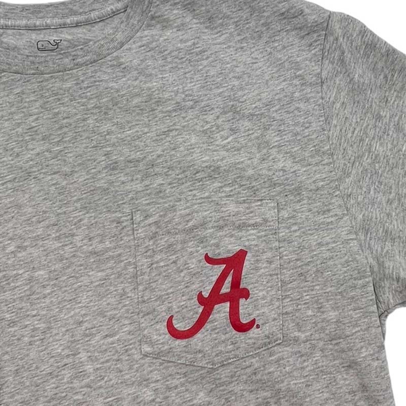 Front view of Vineyard Vines Grey Alabama Coach Short Sleeve T-Shirt