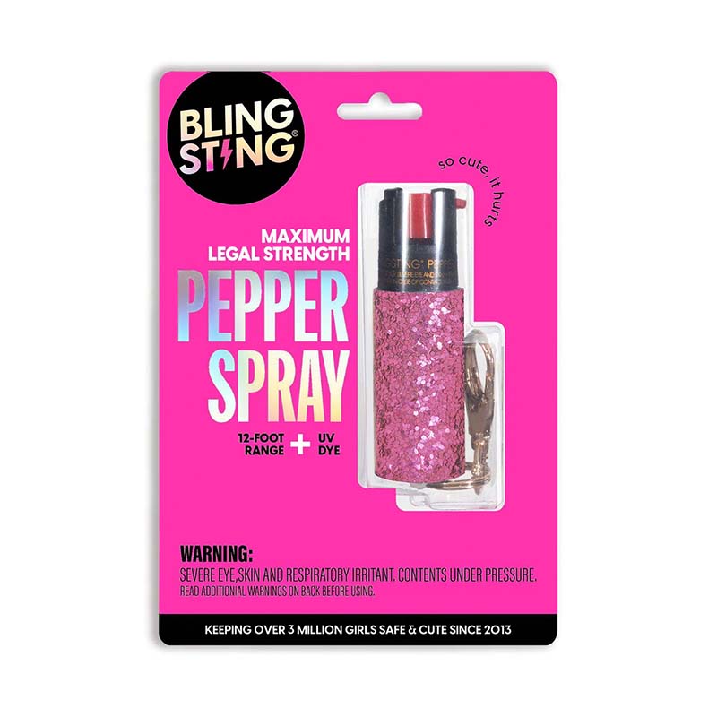 Bling Sting Glitter Pepper Spray in Pink Packaging