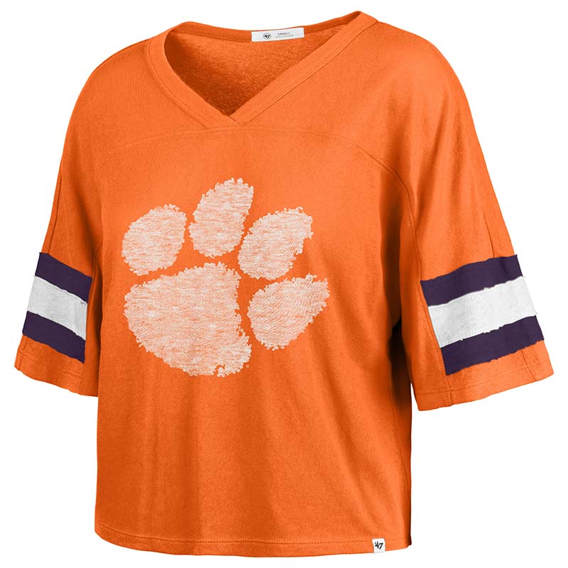 47 Brand Clemson Double Header Scout Crop Short Sleeve T-Shirt