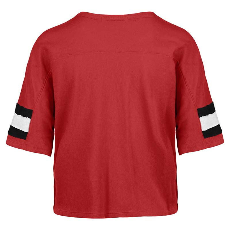 Back shot of 47 Brand UGA Double Header Scout Crop Short Sleeve T-Shirt