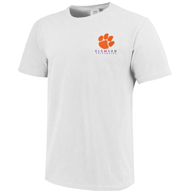 Front shot of Clemson American Flag Football Short Sleeve T-Shirt