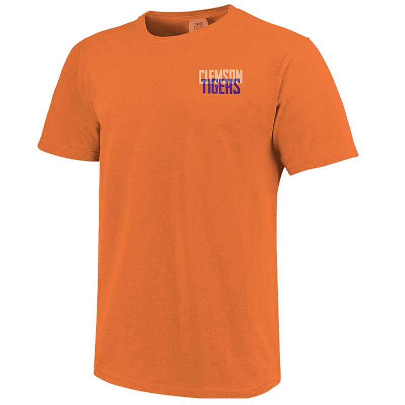 Front shot of Image One Clemson Type Overlay Campus Short Sleeve T-Shirt