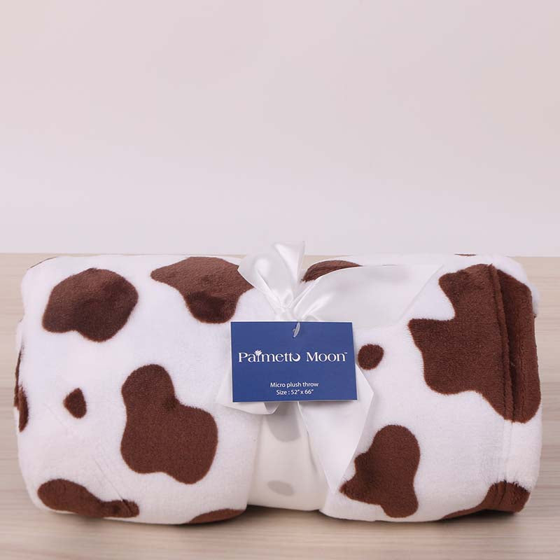 Cow Print Blanket in White/Brown