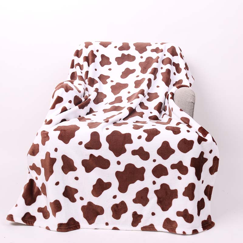 Cow Print Blanket in White/Brown