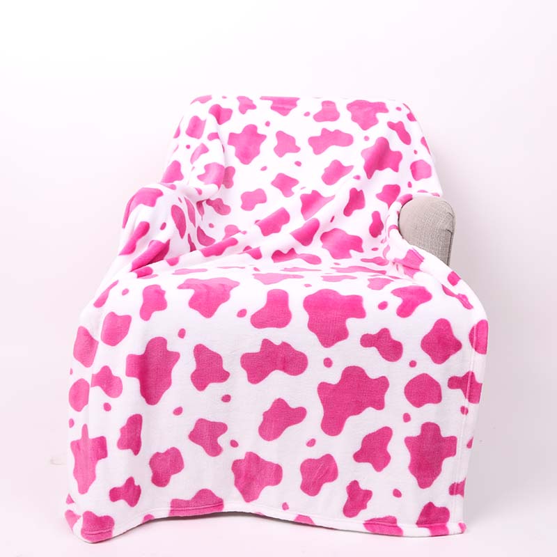 Cow Print Blanket in White/Pink