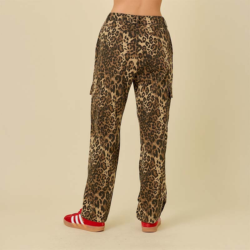 5 Pocket Leopard Denim Pants