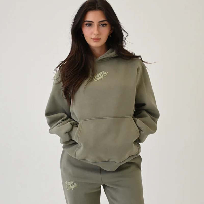 Dusty Olive Happy Camper Hoodie