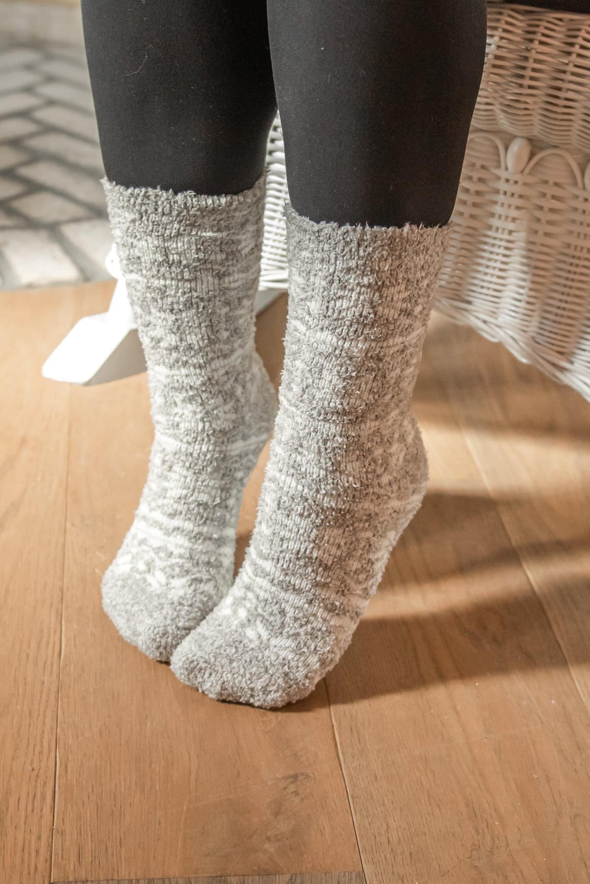 Soft &amp; Cozy Fair Isle Silver Socks