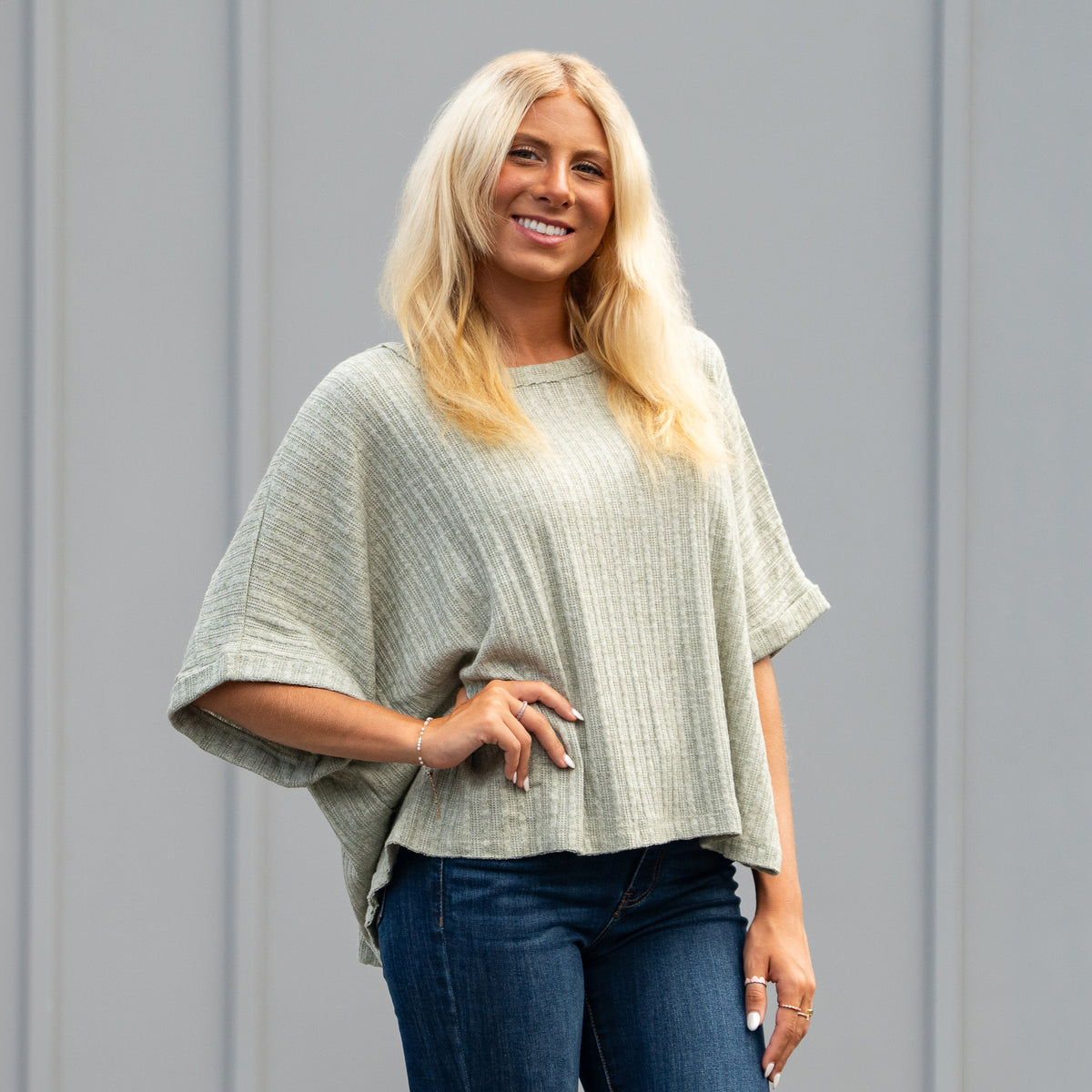 Dolman Sleeve Textured Top