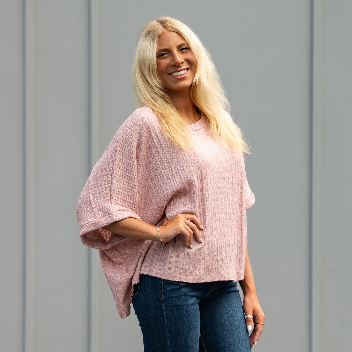 Dolman Sleeve Textured Top